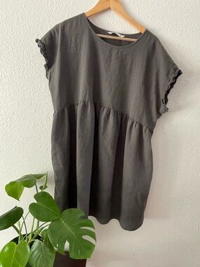 Women’s Charcoal/green Short-Sleeve Babydoll Top - Unbranded